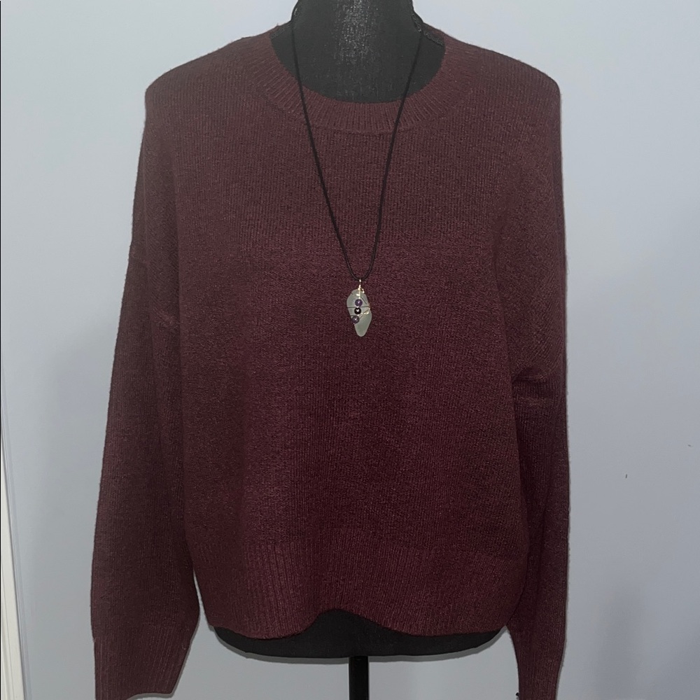 NWT Sincerely Jules Rich Burgundy Crew Neck Sweater